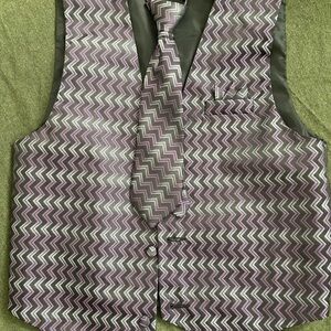Kids Purple Zigzag Vest and Tie Set